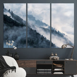 85737-MGV-CV-36X24-Misty Mountain Wall Art – Atmospheric Pine Forest Canvas Print with Fog and Mist, Calm Nature Decor for Living Room, Bedroom,