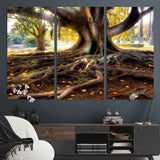 53335-MGV-CV-36X24-Majestic Tree with Sprawling Roots Wall Art – Serene Sunlit Park Scene, Nature Canvas Print, Perfect for Living Room, Office or