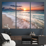71849-MGV-CV-36X24-Sunrise Ocean Beach Wall Art – Serene Seascape Canvas Print with Gentle Waves, Coastal Nature Decor for Bedroom, Living Room or