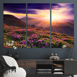 49741-MGV-CV-36X24-Mountain Sunrise Wall Art – Vibrant Floral Landscape Canvas Print, Nature Home Decor for Living Room, Bedroom Office or Cabin
