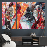 24452-MGV-CV-36X24-Vibrant Jazz Musician Painting - Expressive Art Print of Live Jazz Band, Perfect Wall Decor for Music Lovers and Art Enthusiasts