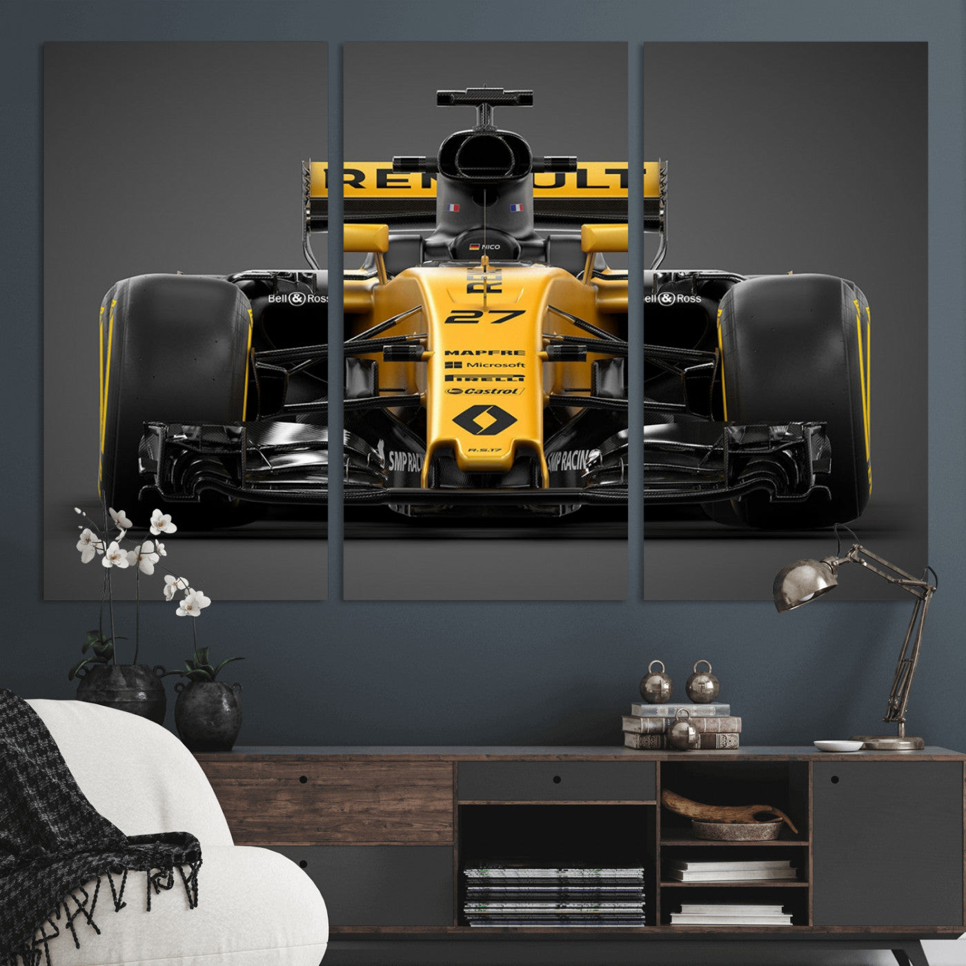 62882-MGV-CV-36X24-Renault F1 Racing Car Print - High-Performance Formula 1 Motorsport Wall Art, Perfect Gift for Racing Fans and Car Enthusiasts