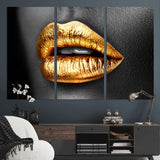 84747-MGV-CV-36X24-Golden Lips Black & White Portrait – Glamorous Metallic Lip Art Print, Modern Wall Decor for Bedroom, Beauty & Fashion Lover Gift
