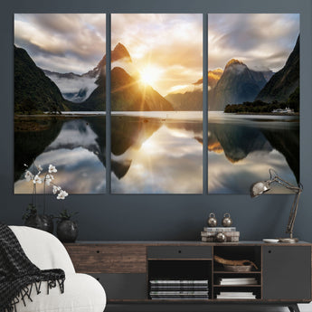 78842-MGV-CV-36X24-Sunrise Mountain Reflection Wall Art – Stunning Nature Landscape Canvas Print for Home, Office, Living Room or Relaxing Space