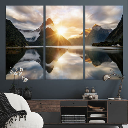 78842-MGV-CV-36X24-Sunrise Mountain Reflection Wall Art – Stunning Nature Landscape Canvas Print for Home, Office, Living Room or Relaxing Space