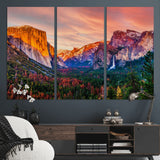 24519-MGV-CV-36X24-Yosemite Valley Sunset Wall Art – Majestic Mountain Landscape with Waterfall and Vibrant Sky, Nature Photography for Home or