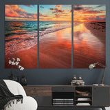 77723-MGV-CV-36X24-Sunset Beach Wall Art – Vibrant Ocean Waves and Golden Horizon Canvas Print, Coastal Seascape Photography Home Decor