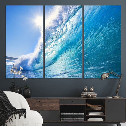 37494-MGV-CV-36X24-Ocean Wave Canvas Art – Stunning Blue Wave Photography, Coastal Wall Decor for Living Room, Bedroom or Office