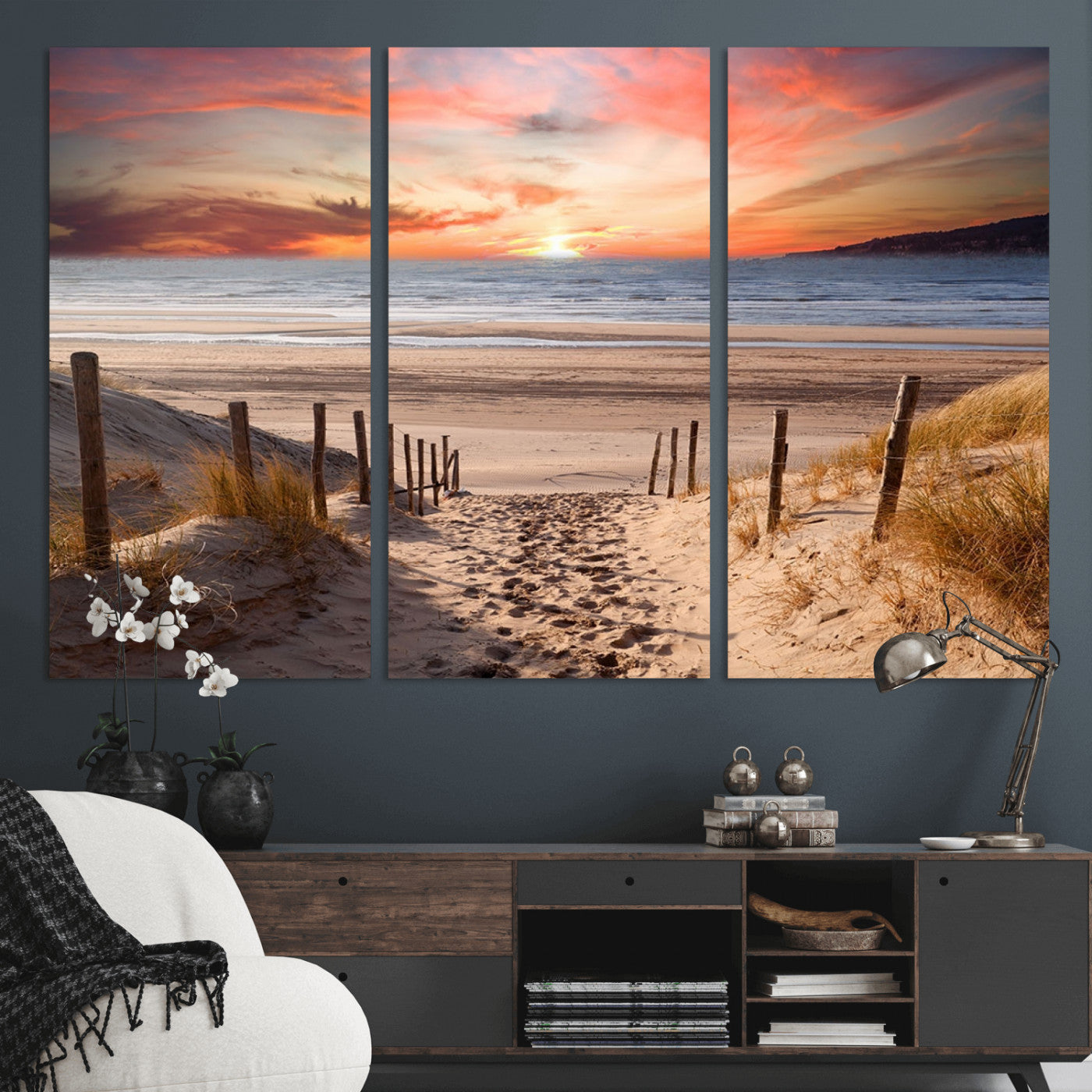 78111-MGV-CV-36X24-Sunset Pathway Wall Art – Panoramic Coastal Canvas Print, Tranquil Beach Decor for Living Room, Office or Bedroom