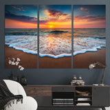 16110-MGV-CV-36X24-Ocean Sunset Wall Art – Vibrant Beach Waves and Horizon Canvas Print, Relaxing Coastal Seascape Decor for Living Room or Bedroom