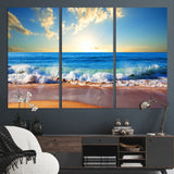 50522-MGV-CV-36X24-Ocean Sunrise Wall Art – Peaceful Beach Waves and Golden Horizon Canvas Print, Coastal Seascape Decor for Home or Office