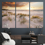 61246-MGV-CV-36X24-Coastal Sand Dunes Wall Art – Serene Beach Sunset Canvas Print with Grasses and Ocean View, Tranquil Seaside Decor for Living Room