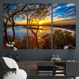 71863-MGV-CV-36X24-Lake Sunset Wall Art – Scenic Nature Canvas Print with Trees and Golden Sky, Serene Landscape Decor for Living Room, Bedroom or