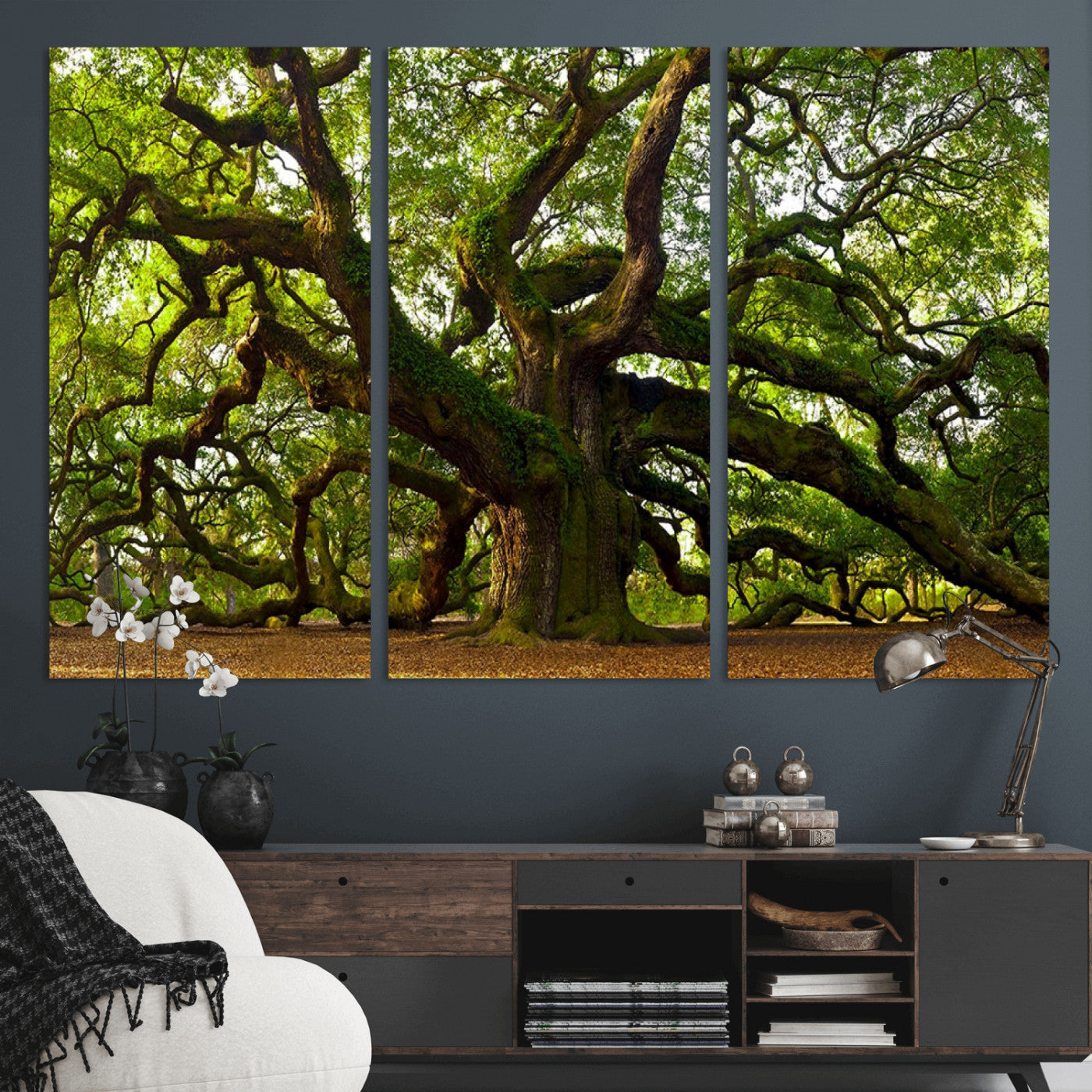 29407-MGV-CV-36X24-Ancient Oak Tree Wall Art – Majestic Nature Canvas Print, Large Tree Photography Decor for Living Room