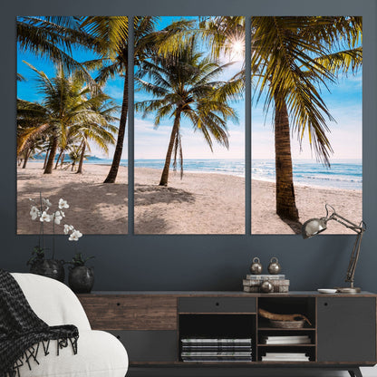 98175-MGV-CV-36X24-Tropical Palm Beach Wall Art – Relaxing Ocean Shore Canvas Print with Palm Trees, Coastal Summer Decor for Living Room, Bedroom or