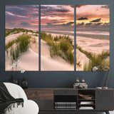60570-MGV-CV-36X24-Beach Sunset Wall Art – Coastal Sand Dunes and Ocean Horizon Canvas Print, Tranquil Seascape Photography Decor for Living Room or