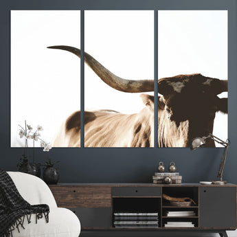 35866-MGV-CV-36X24-Texas Longhorn Wall Art – Rustic Western Bull Canvas Print, Farmhouse Animal Photography Decor for Living Room, Office, or Ranch