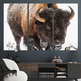 65605-MGV-CV-36X24-Snow Bison Wall Art – Close Up Buffalo Canvas Print, Rustic Western Wildlife Photography, Farmhouse Cabin Lodge Decor for Living