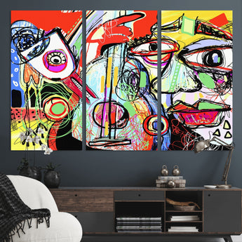 37796-MGV-CV-36X24-Picasso Style Wall Art Canvas Print, Framed Picasso Art Picture Print, Picasso Cubism Perfect Modern Abstract Decor Artwork