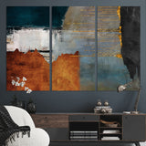 35026-MGV-CV-36X24-Abstract Canvas Wall Art – Modern Teal, Rust, Black and Gold Textured Painting, Contemporary Decor for Living Room, Bedroom