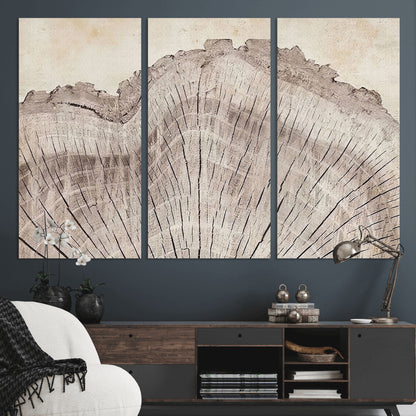 67528-MGV-CV-36X24-Wood Ring Wall Art Canvas Print, Framed Tree Ring Art Picture Print, Rustic Tree Ring Perfect Neutral Boho Decor Artwork