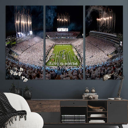 11391-MGV-CV-36X24-Penn State Stadium Wall Art – Panoramic White Out Football Game Canvas Print, College Sports Decor for Office, Man Cave, or Living