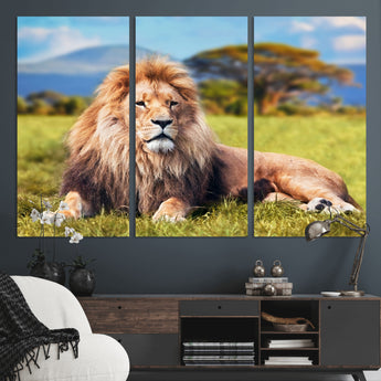 67826-MGV-CV-36X24-Majestic Lion Wall Art – King of the Jungle Canvas Print, Safari Wildlife Decor for Living Room, Office, or Man Cave