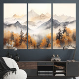 70049-MGV-CV-36X24-Autumn Mountain Forest Wall Art – Misty Landscape Canvas Print, Rustic Nature Inspired Decor for Living Room, Bedroom or Office