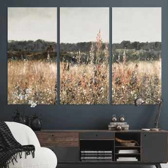 46308-MGV-CV-36X24-Wildflower Field Wall Art – Rustic Meadow Landscape Canvas Print, Country Nature Decor for Living Room, Bedroom or Farmhouse