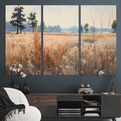 98822-MGV-CV-36X24-Autumn Meadow Wall Art – Tranquil Grassland Landscape Canvas Print, Rustic Country Decor for Living Room, Bedroom or Farmhouse