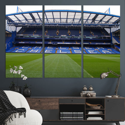 59508-MGV-CV-36X24-Chelsea Stadium Wall Art – Stamford Bridge Football Arena Canvas Print, Iconic Soccer Artwork for Living Room, Office, Game Room