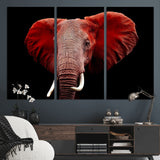 14788-MGV-CV-36X24-Red Elephant Wall Art – Bold Wildlife Canvas Print, African Safari Animal Decor for Living Room, Bedroom or Office