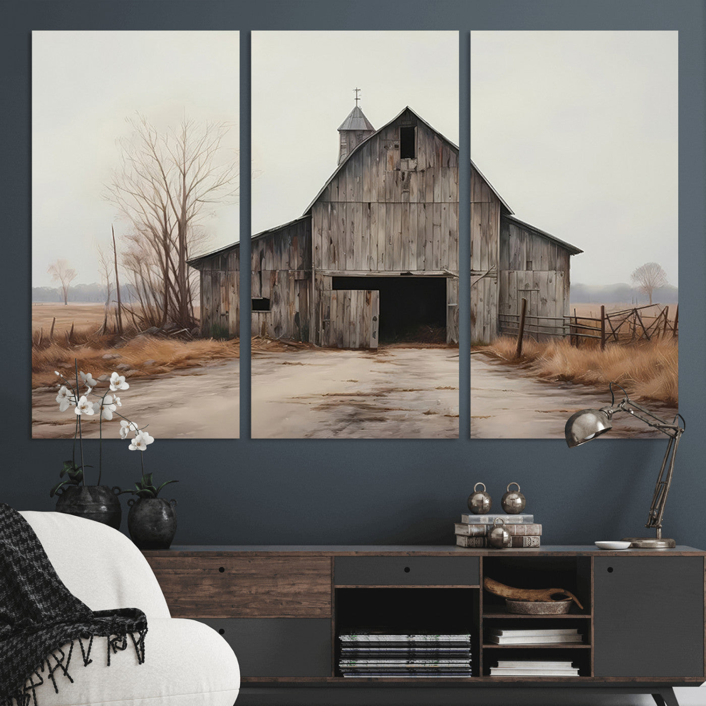11602-MGV-CV-36X24-Old Barn Wall Art Canvas Print, Framed Rustic Barn Art Picture Print, Old Farmhouse Perfect Rustic Farmhouse Decor Artwork