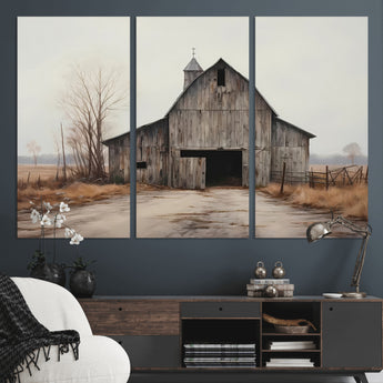 11602-MGV-CV-36X24-Old Barn Wall Art Canvas Print, Framed Rustic Barn Art Picture Print, Old Farmhouse Perfect Rustic Farmhouse Decor Artwork