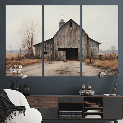 11602-MGV-CV-36X24-Old Barn Wall Art Canvas Print, Framed Rustic Barn Art Picture Print, Old Farmhouse Perfect Rustic Farmhouse Decor Artwork