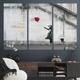 50559-MGV-CV-36X24-Banksy Girl with Balloon Wall Art – Famous Street Graffiti Canvas Print, Modern Urban Artwork for Living Room, Bedroom or Office