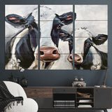 28934-MGV-CV-36X24-Farmhouse Cow Wall Art – Rustic Black and White Dairy Cattle Canvas Print, Country Barn Animal Painting for Kitchen, Living Room