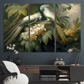 84047-MGV-CV-36X24-Tropical Birds Wall Art – Elegant Botanical Canvas Print, Exotic Nature Decor for Living Room, Bedroom or Office