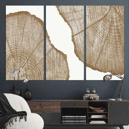 99692-MGV-CV-36X24-Tree Ring Linocut Wall Art Canvas Print, Framed Wood Cut Art Picture Print, Tree Rings Perfect Minimalist Rustic Decor Artwork