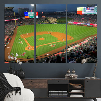 93707-MGV-CV-36X24-Los Angeles Stadium Wall Art Canvas Print, Framed Angel Stadium Field Art Picture Print, Anaheim Stadium Perfect Sports Room Decor