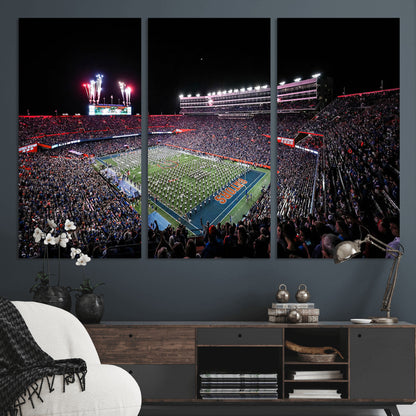 46899-MGV-CV-36X24-Ben Hill Griffin Stadium Wall Art Canvas Print, Framed Football Stadium Art Picture Print, Florida Football Stadium Perfect Sport