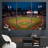 38612-MGV-CV-36X24-Busch Stadium Wall Art Canvas Print, Framed Missouri Stadium Art Picture Print, Busch Stadium Field Perfect Sports Room Decor