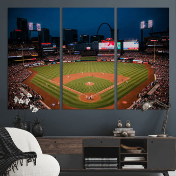 38612-MGV-CV-36X24-Busch Stadium Wall Art Canvas Print, Framed Missouri Stadium Art Picture Print, Busch Stadium Field Perfect Sports Room Decor