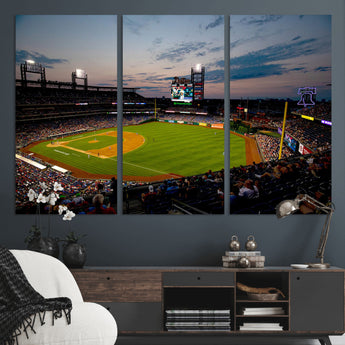 17415-MGV-CV-36X24-Philadelphia Phillies Stadium Wall Art Canvas Print, Framed Citizens Bank Park Art Picture Print, Phillies Stadium Field Perfect