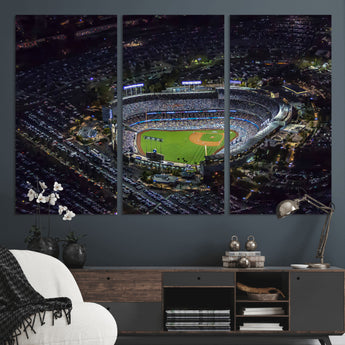 16515-MGV-CV-36X24-Dodgers Stadium Wall Art Canvas Print, Framed Baseball Stadium Art Picture Print, Dodgers Field Perfect Sport Room Decor Artwork