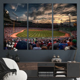 53432-MGV-CV-36X24-Fenway Park Stadium Wall Art Canvas Print, Framed Boston Baseball Stadium Art Picture Print, Massachusetts Fenway Park Perfect