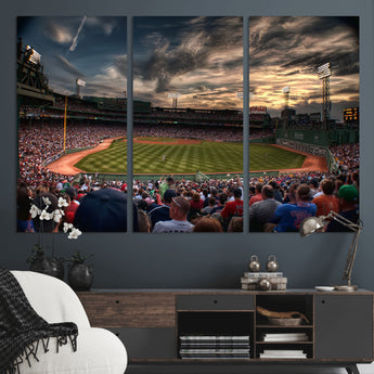 53432-MGV-CV-36X24-Fenway Park Stadium Wall Art Canvas Print, Framed Boston Baseball Stadium Art Picture Print, Massachusetts Fenway Park Perfect