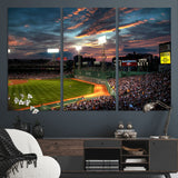 66781-MGV-CV-36X24-Baseball Stadium Wall Art – Canvas Print Evening Game Field Packed Crowd Sunset Sky Sports Photography, Dynamic Decor for Game