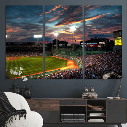 66781-MGV-CV-36X24-Baseball Stadium Wall Art – Canvas Print Evening Game Field Packed Crowd Sunset Sky Sports Photography, Dynamic Decor for Game