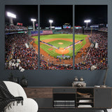 47365-MGV-CV-36X24-Fenway Park Stadium Wall Art Canvas Print, Framed Boston Baseball Stadium Art Picture Print, MLB Stadium Field Perfect Sport Room